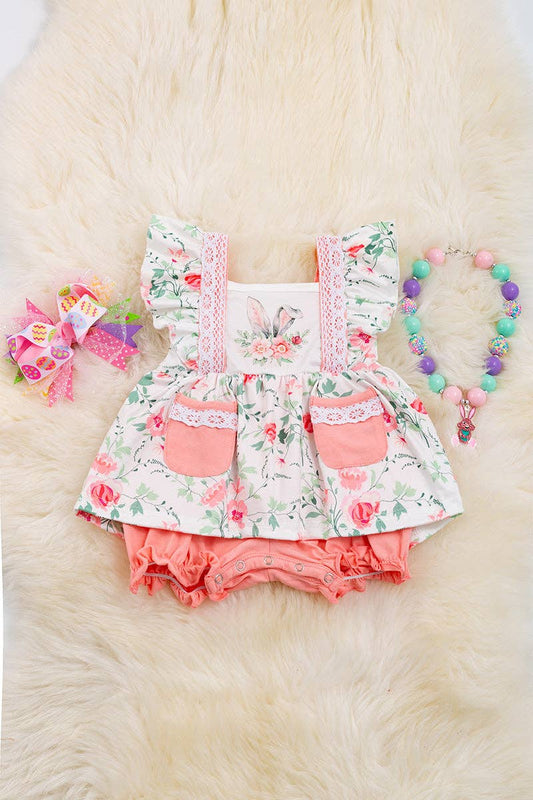 🌸Beautiful Coral flower printed tunic with pockets & bloomer shorts with snaps. RPG20134007 SOL: 12-18M