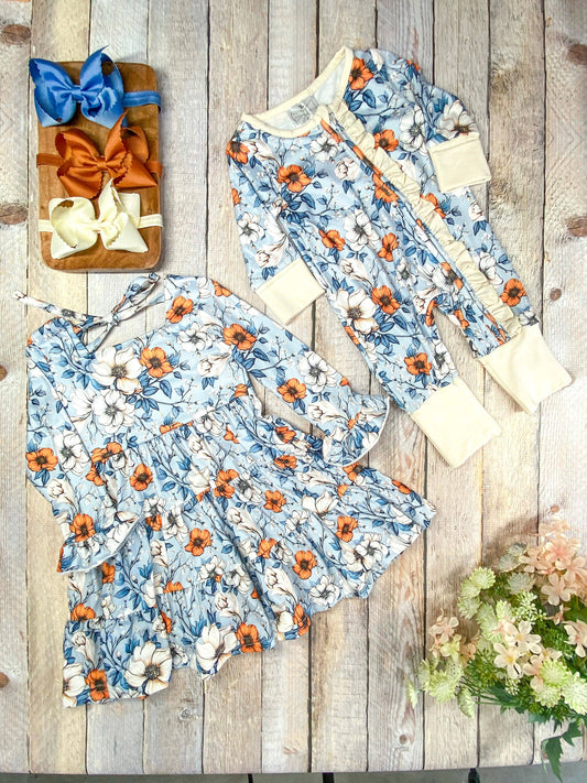 Autumn Whisper Tiered Twirl Dress: 2T