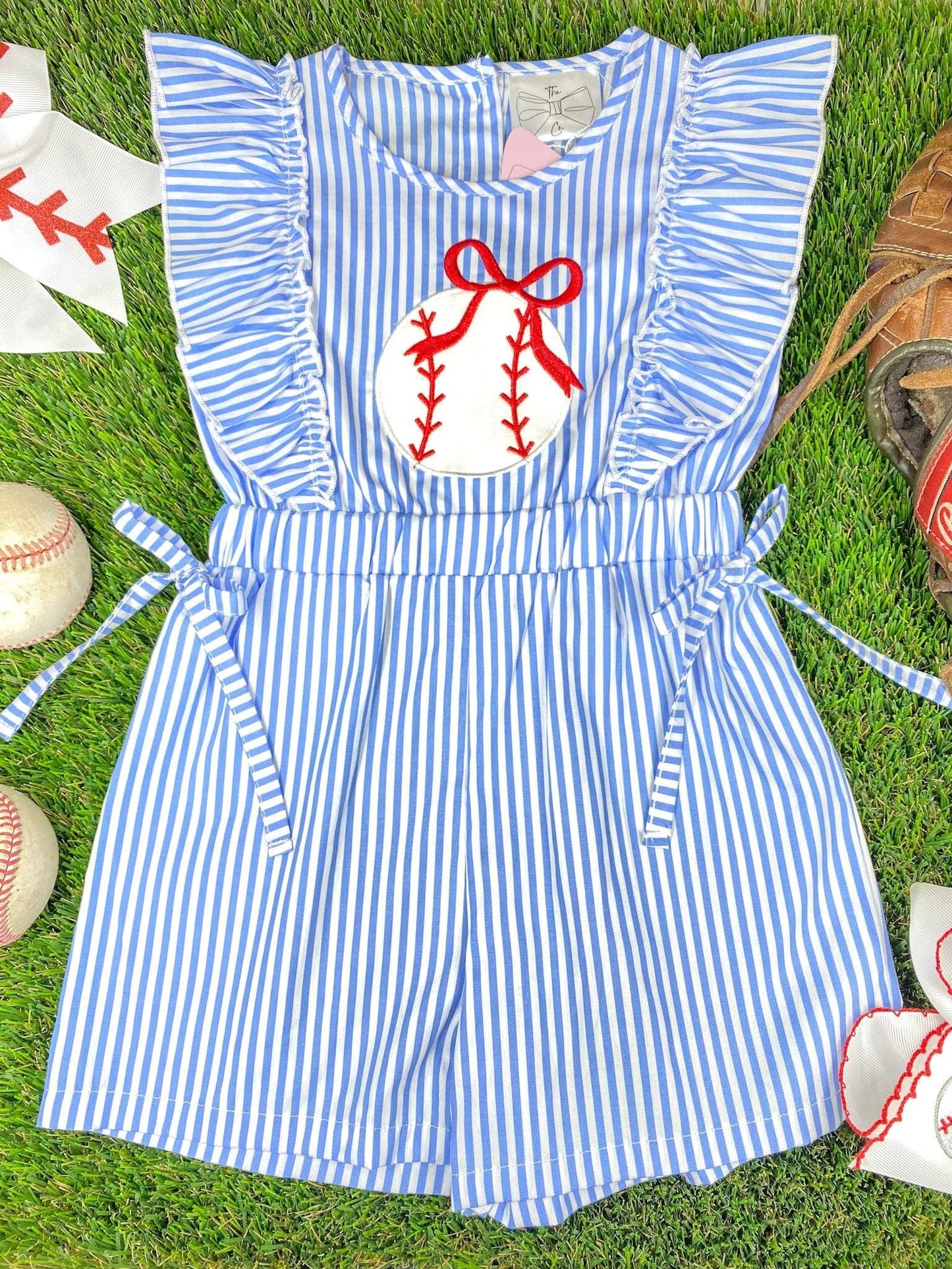Baseball Bow Romper