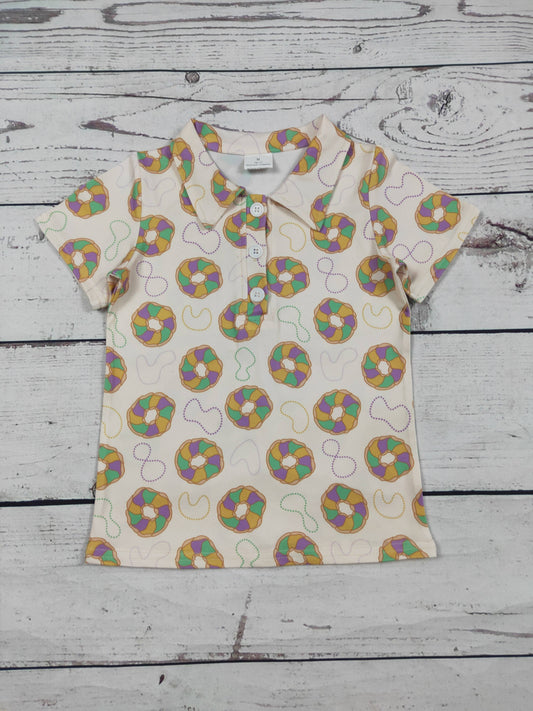 Baby Boys King Cakes Printed Mardi Gras Polo: 4T