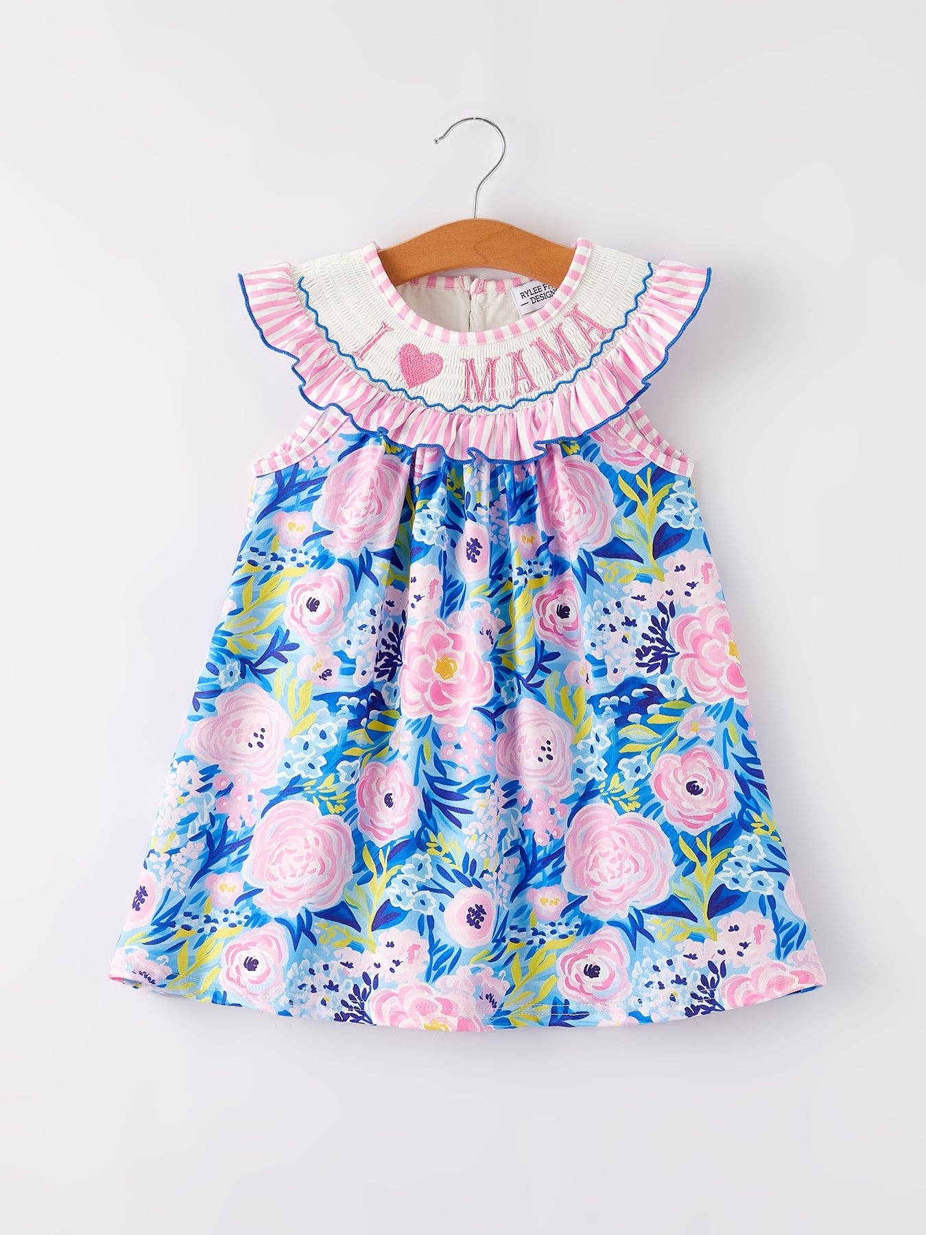 “I ❤ MAMA”Embroidery Smocking Baby Girls Dress: 6