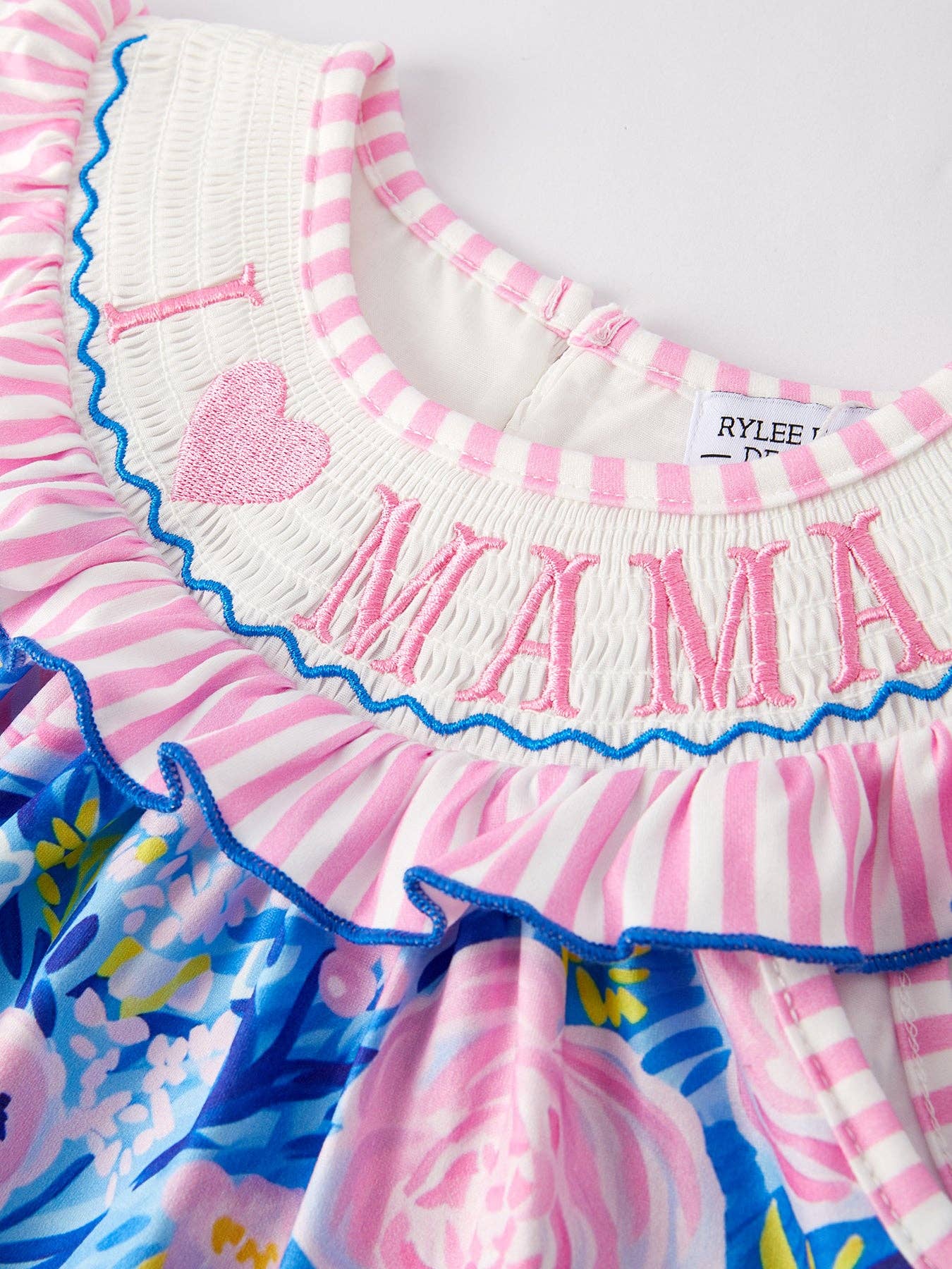 “I ❤ MAMA”Embroidery Smocking Baby Girls Dress: 6