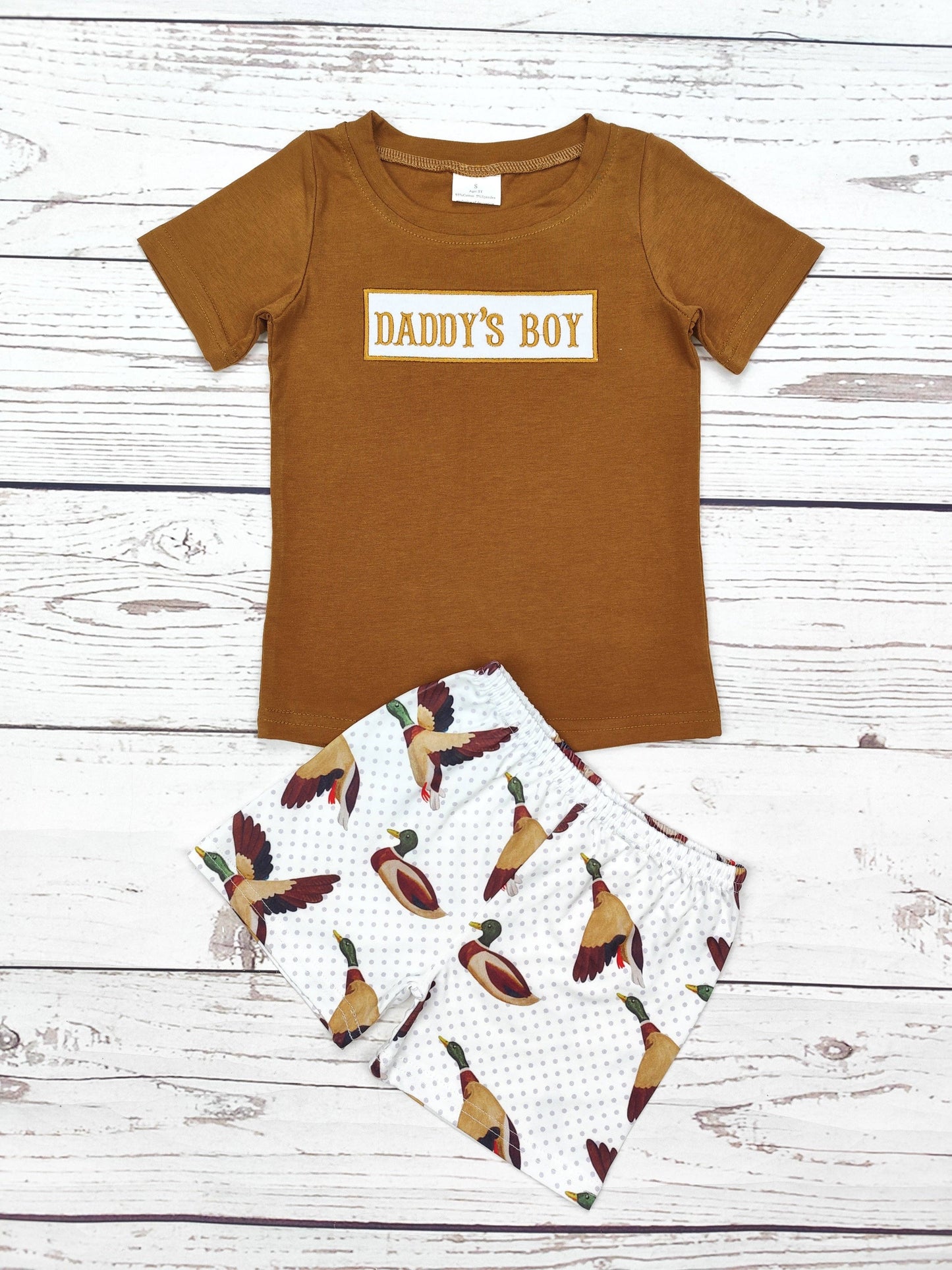 Daddy's Boy Embroided Mallard Duck Set