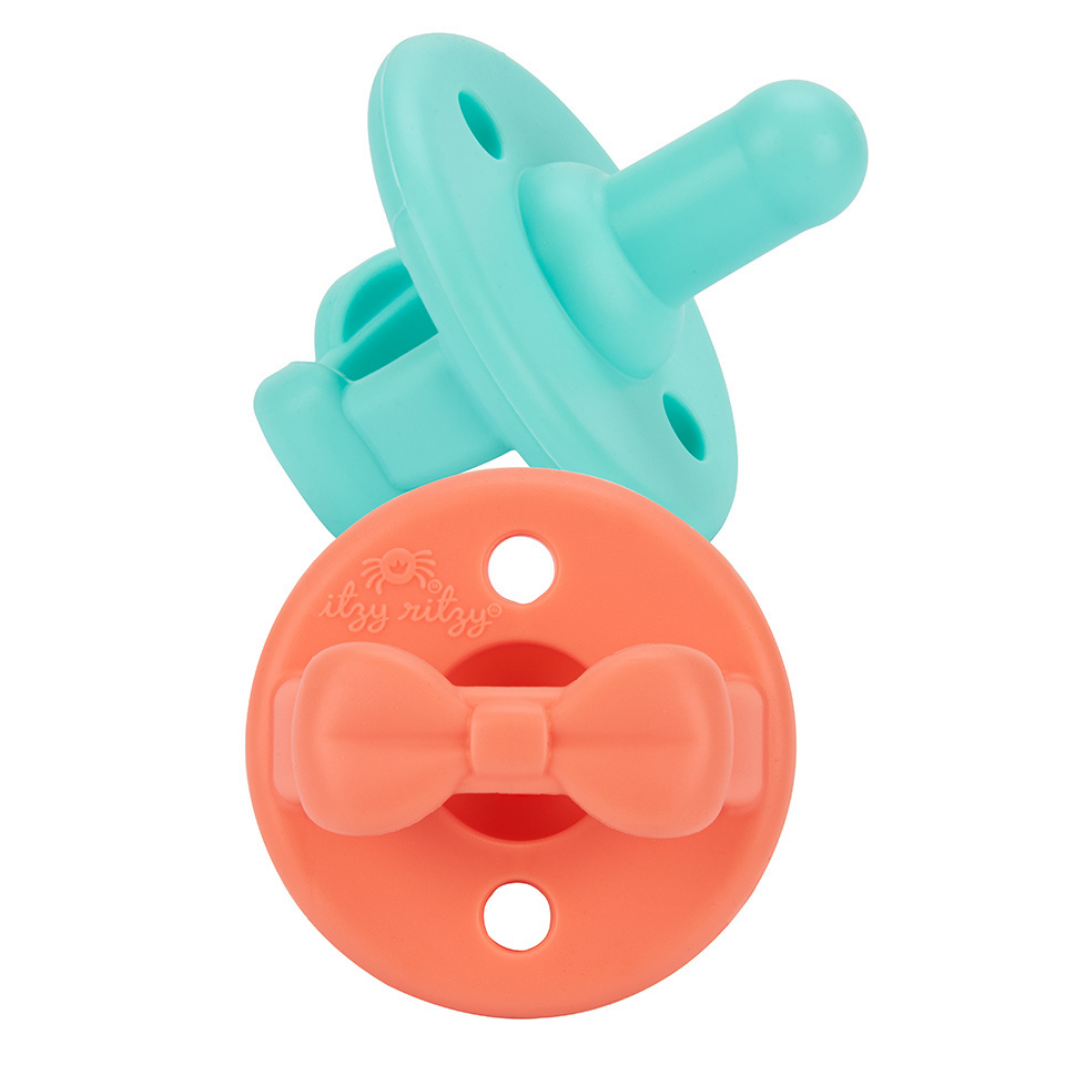 *NEW SIZE* Sweetie Soother™ Pacifier Sets (2-pack): Toast + Buttercream Braids