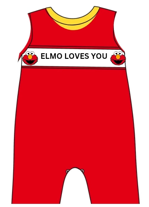 Sesame Street- Elmo Loves You -Machine Smocked -Pre-Order