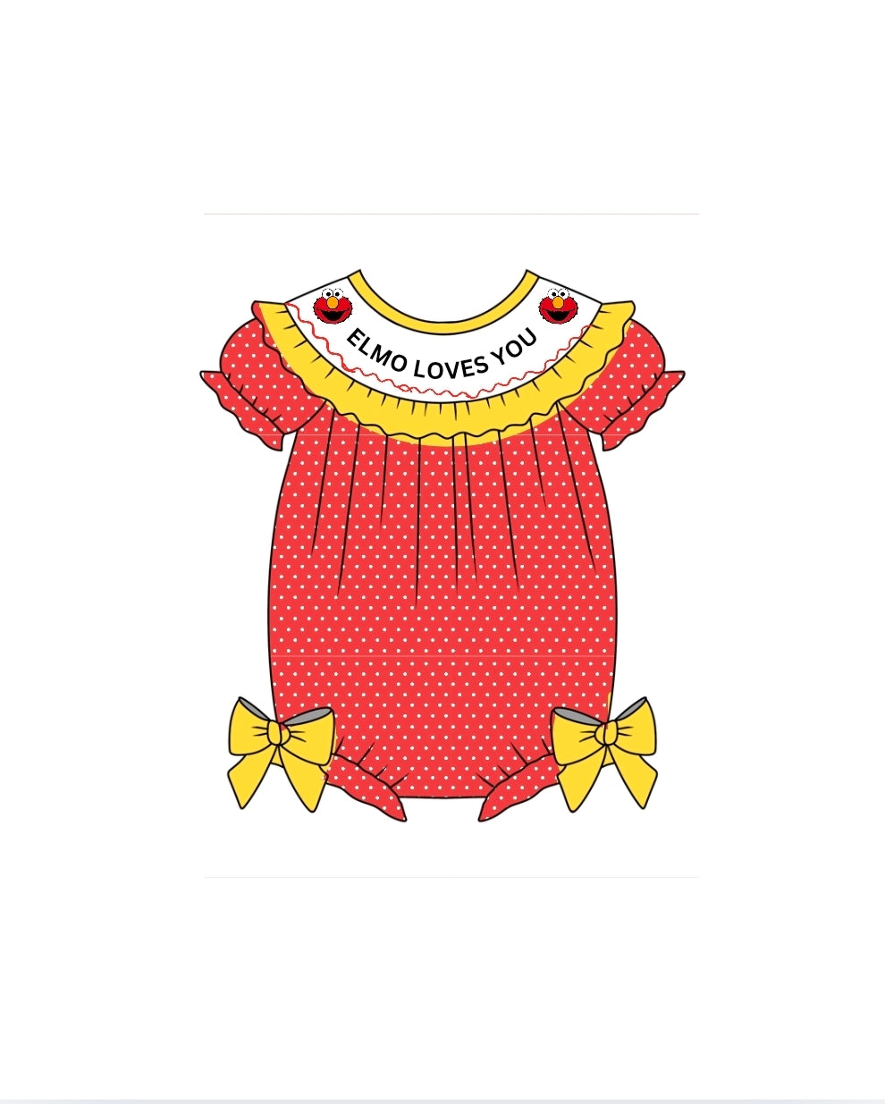 Sesame Street- Elmo Loves You -Machine Smocked -Pre-Order