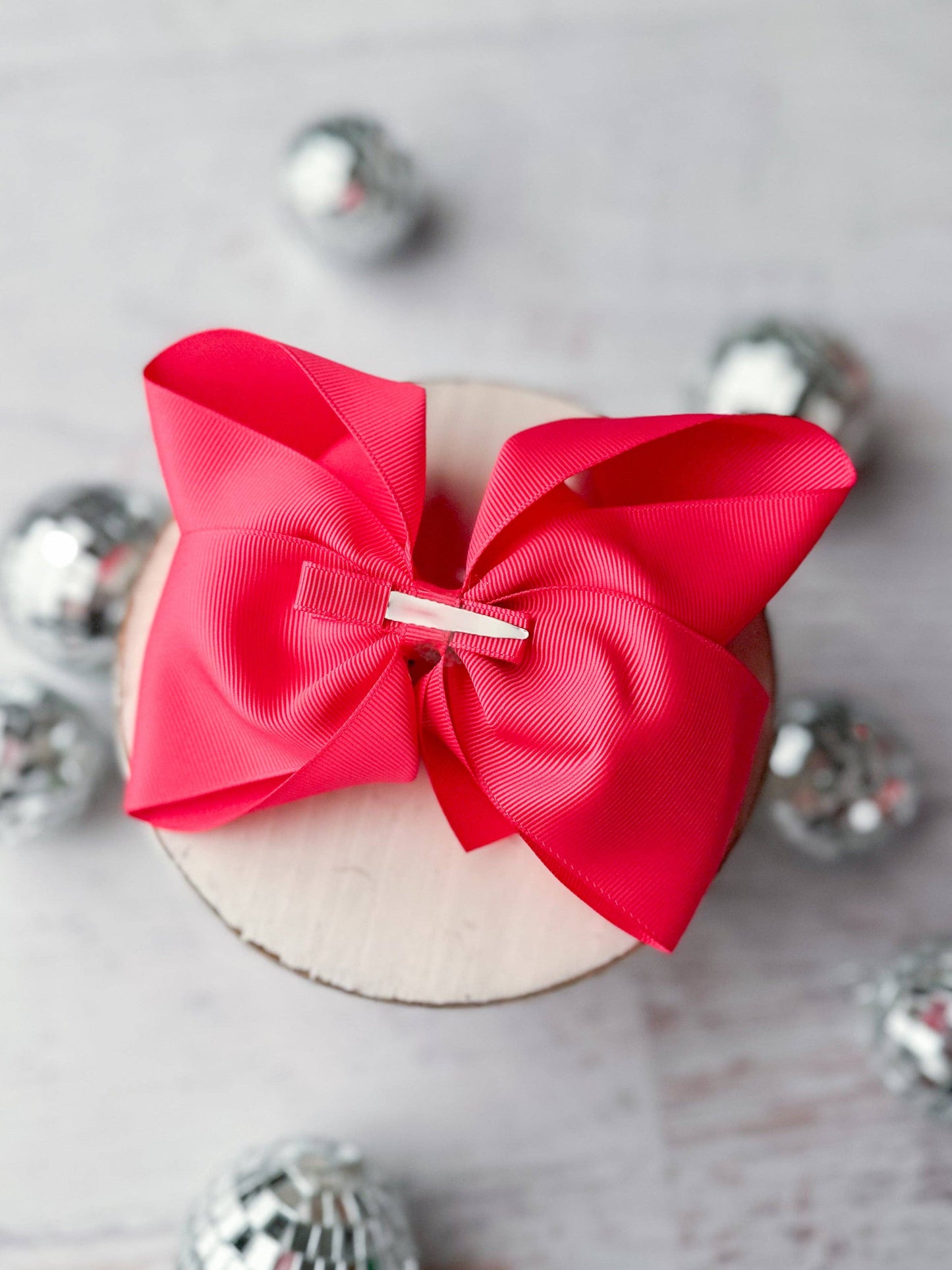 Oversize Grosgrain Hair Bow - Alligator Clip - 5.5": White