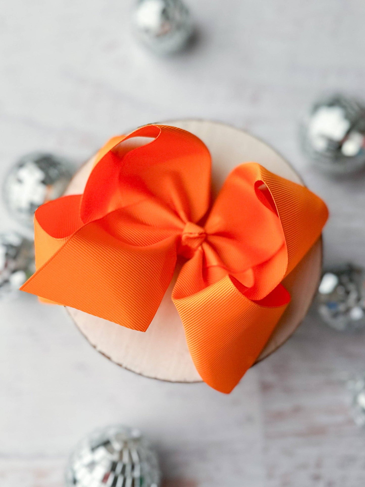 Oversize Grosgrain Hair Bow - Alligator Clip - 5.5": White