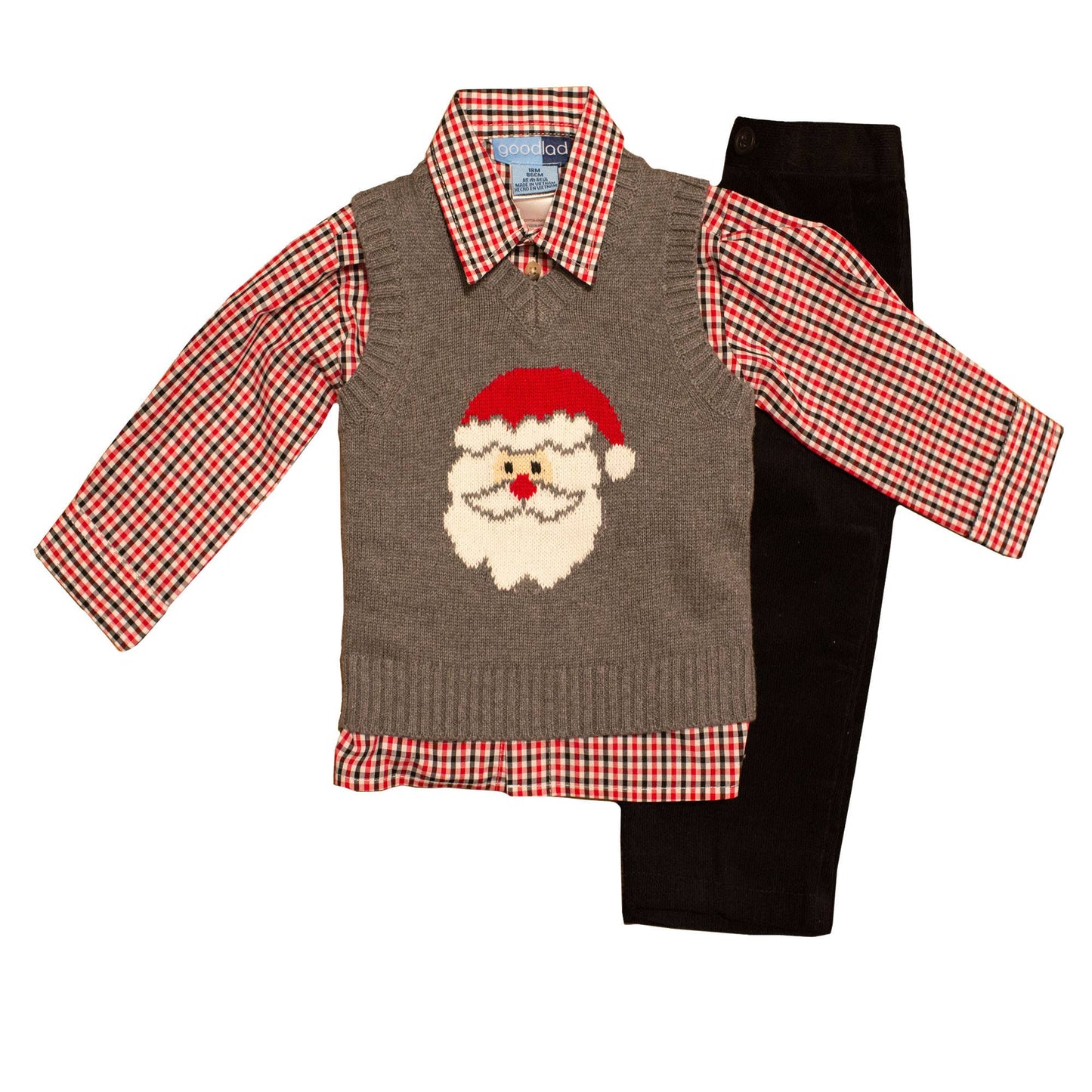 Good Lad Toddler Boys Grey Santa Intarsia Sweater Set : 4 Years