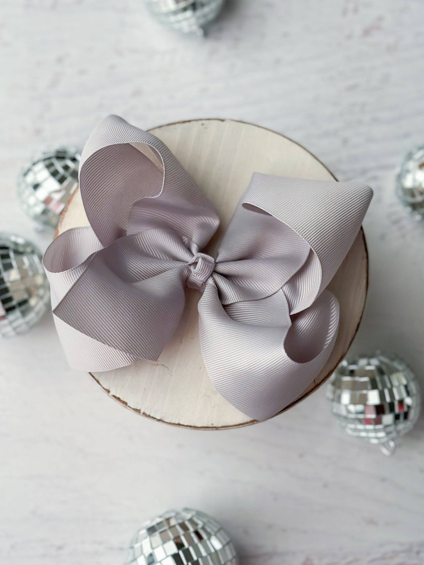 Oversize Grosgrain Hair Bow - Alligator Clip - 5.5": White