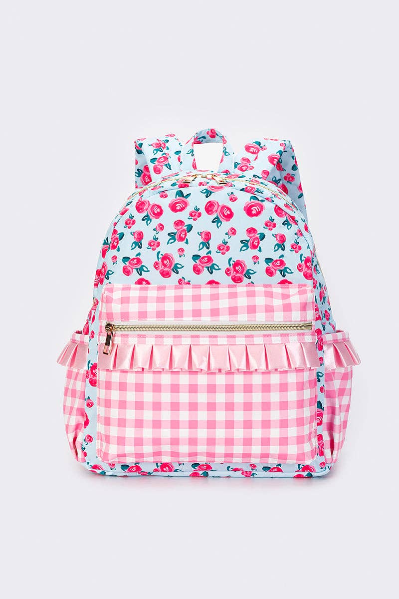 Pink Floral Ruffle Backpack