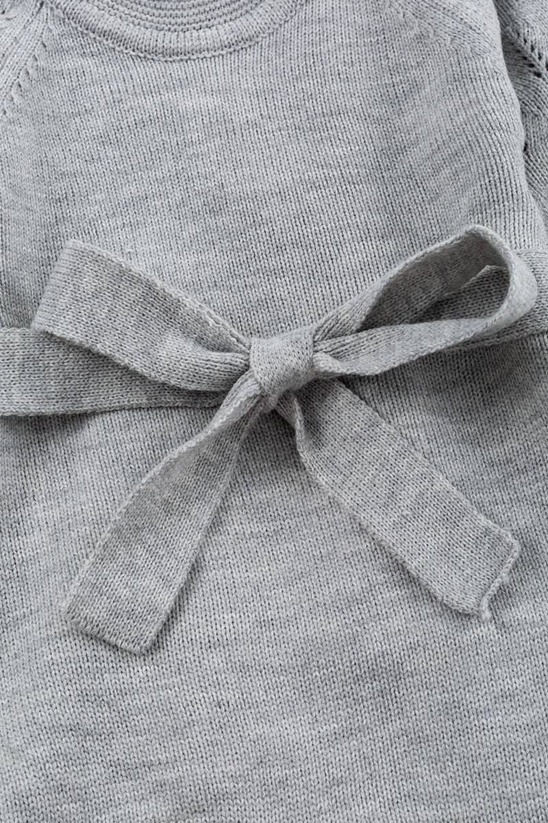 GRAY KNIT LONG SLEEVE DRESS