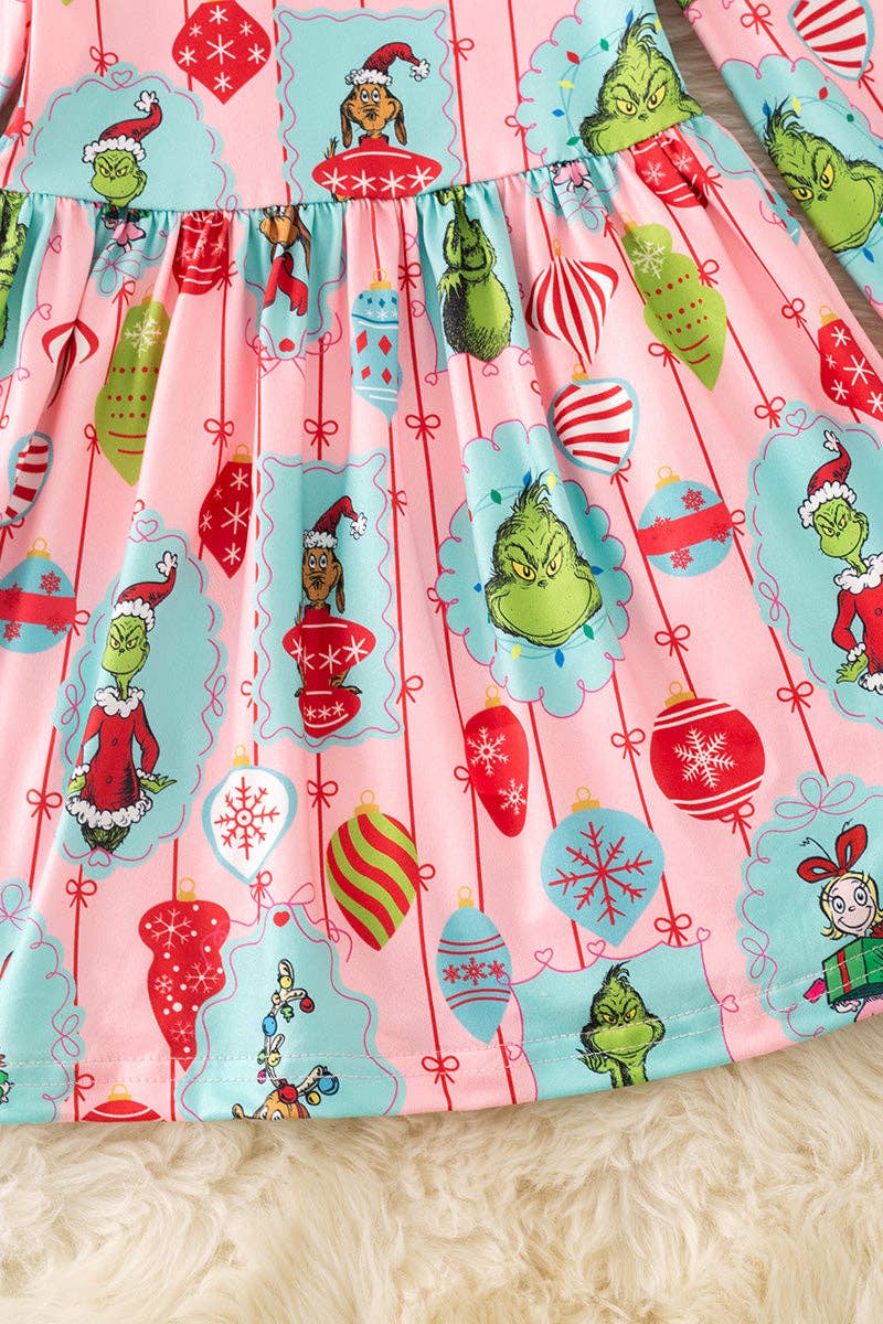 Pink Grinc* printed girls dress. DRG52181 SOL: XS