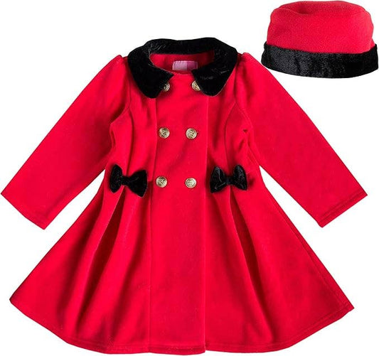 Good Lad Toddler Girl Red Double Breasted Coat with Hat: 4 Years