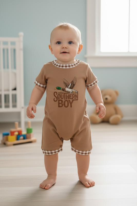 Southern Boy Mallard Applique Romper