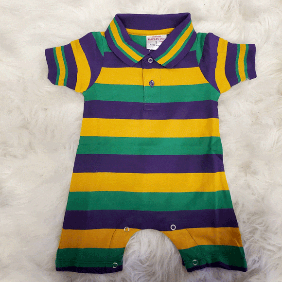 Mardi Gras Baby Romper # 112 (H): Infant 0-3 mos