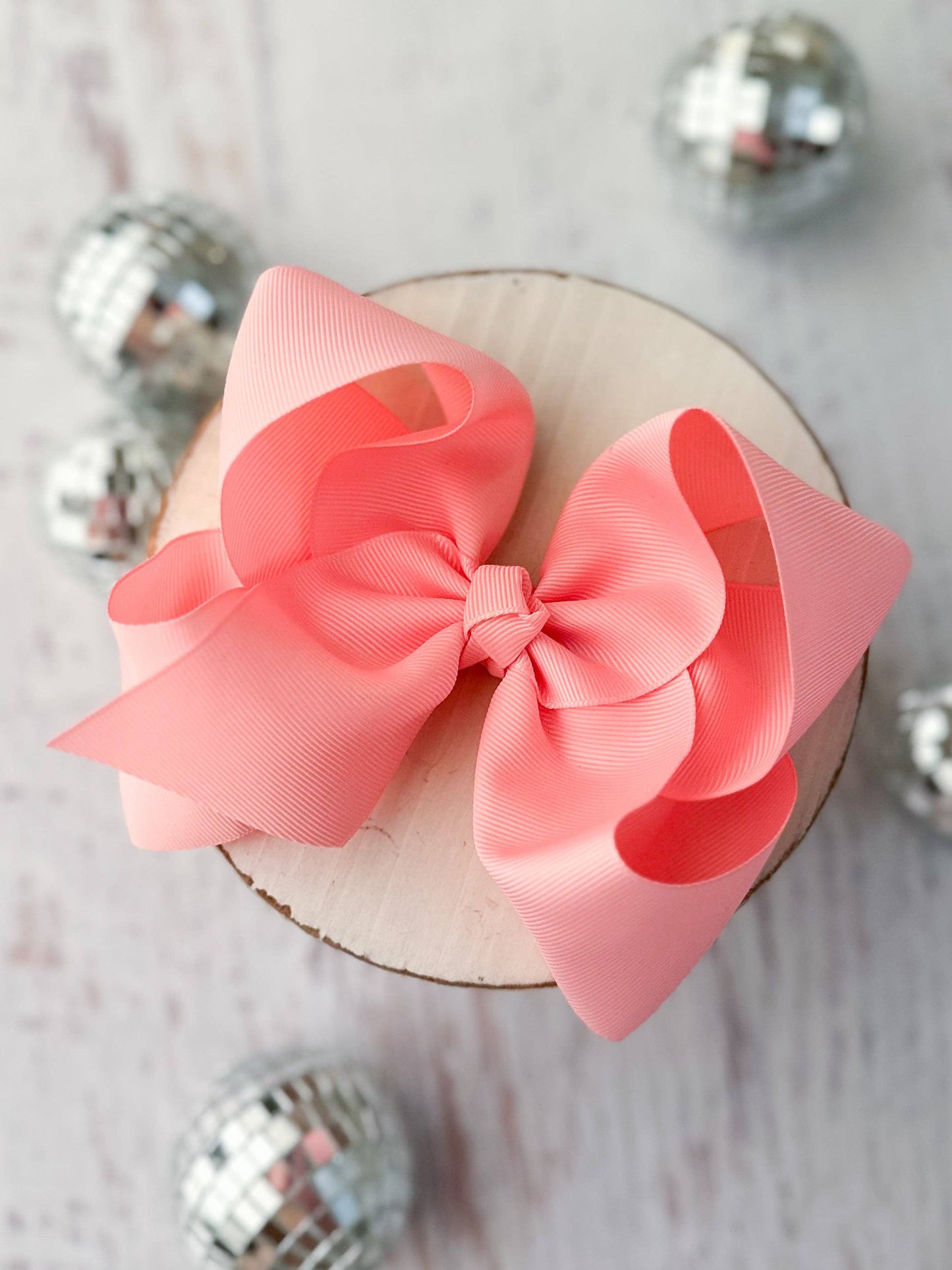 Oversize Grosgrain Hair Bow - Alligator Clip - 5.5": White