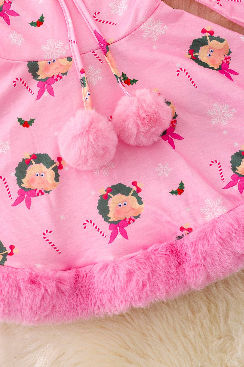 C*ndy Lou pom pom dress with faux fur trim.DRG43386 AMY: XL