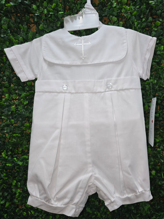 Christening Romper Embroidered Cross