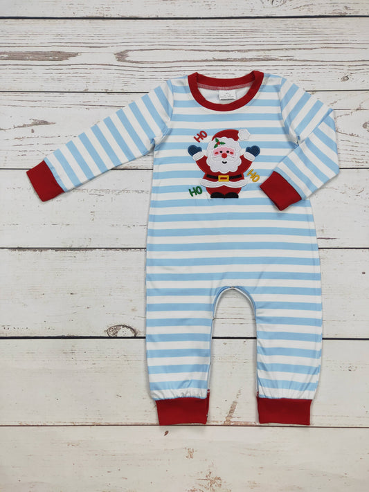 Boy Santa Appliqué Christmas Romper: 2T