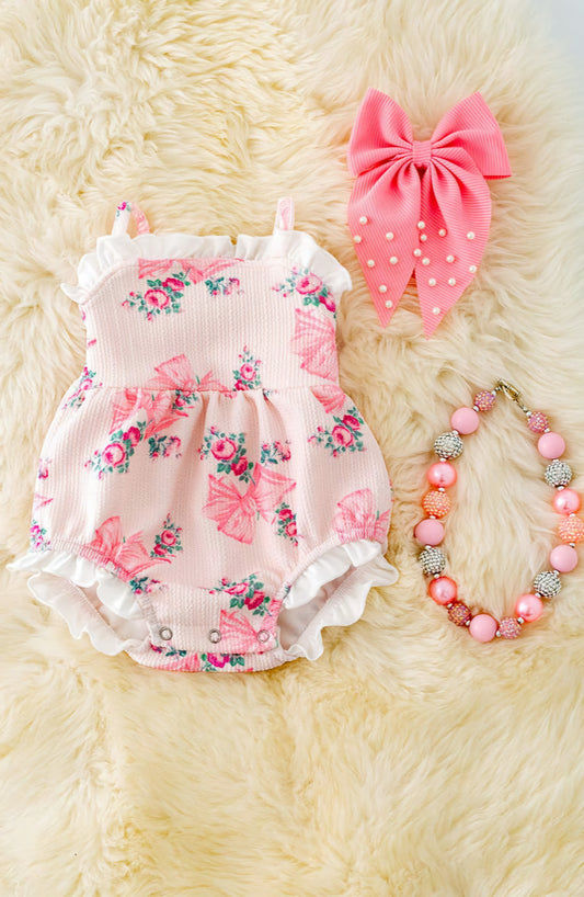 Sweet Baby Roses and Bows Romper