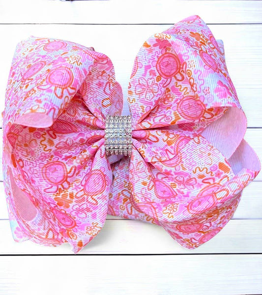 Pink & Orange Sea Turtle double layer Hair Bow