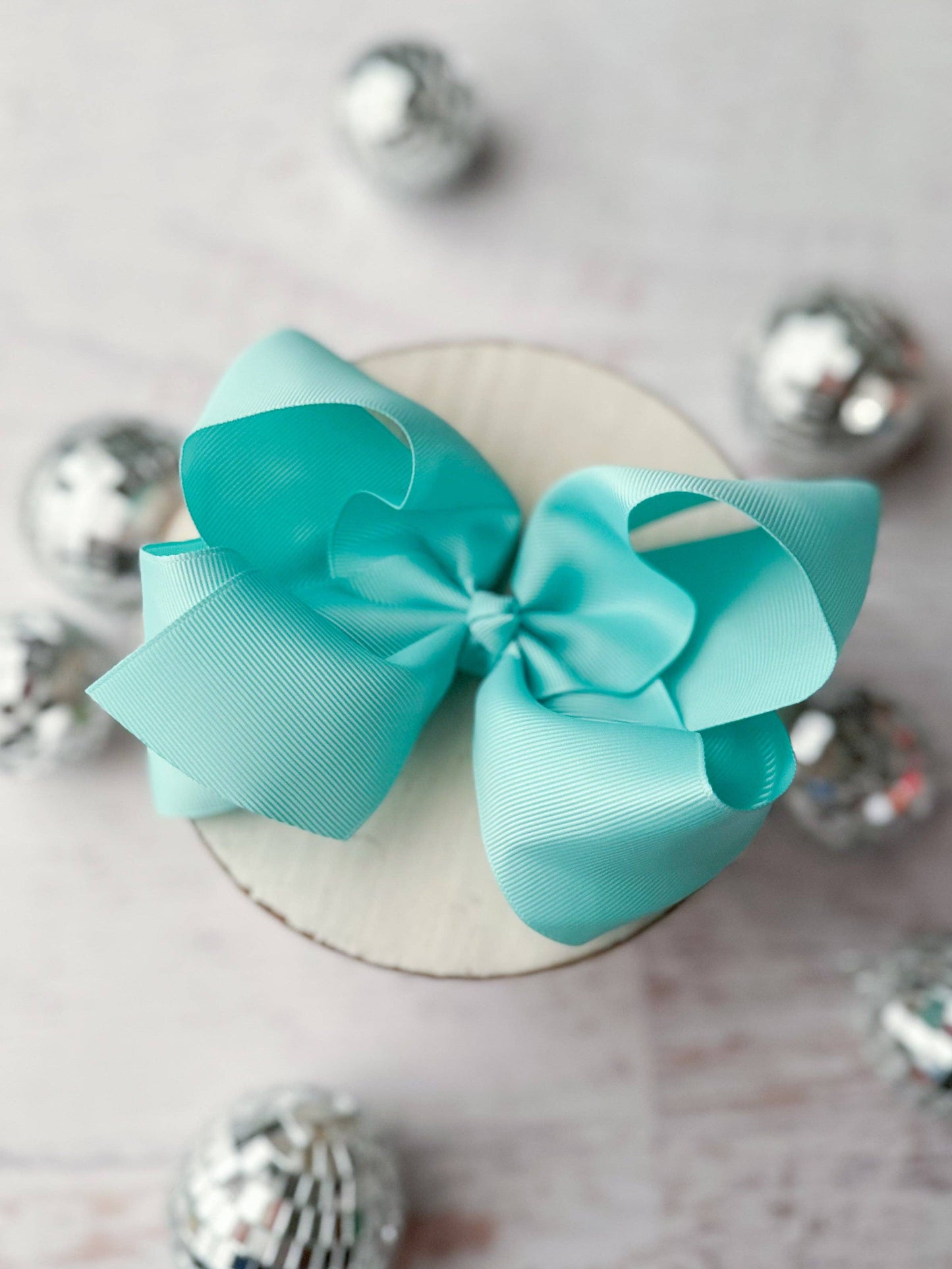 Oversize Grosgrain Hair Bow - Alligator Clip - 5.5": White