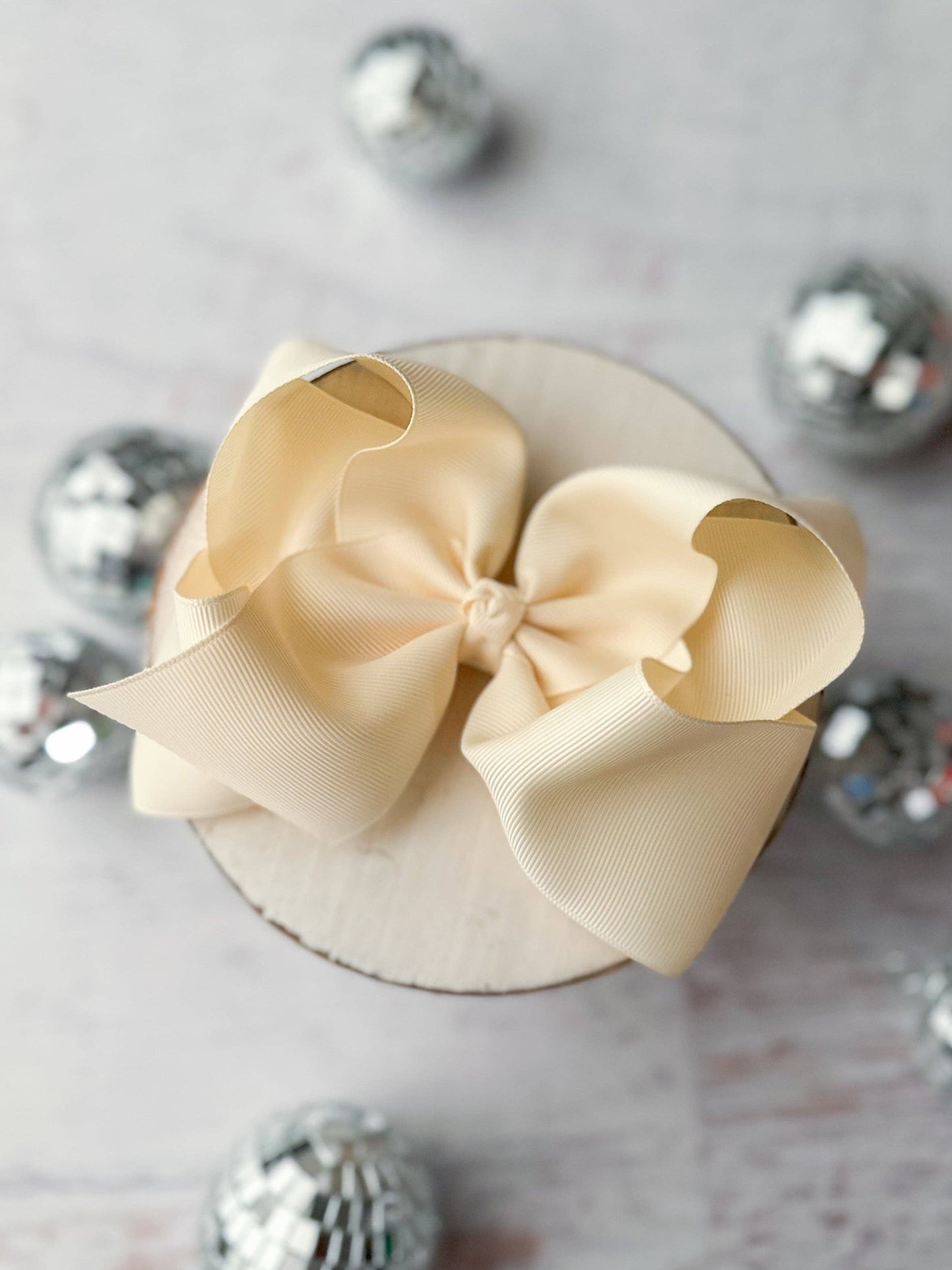Oversize Grosgrain Hair Bow - Alligator Clip - 5.5": White