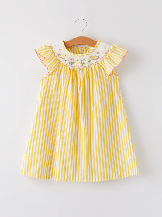 Spring/Summer Chick Floral Embroidery Smocking Girls Dress: 7