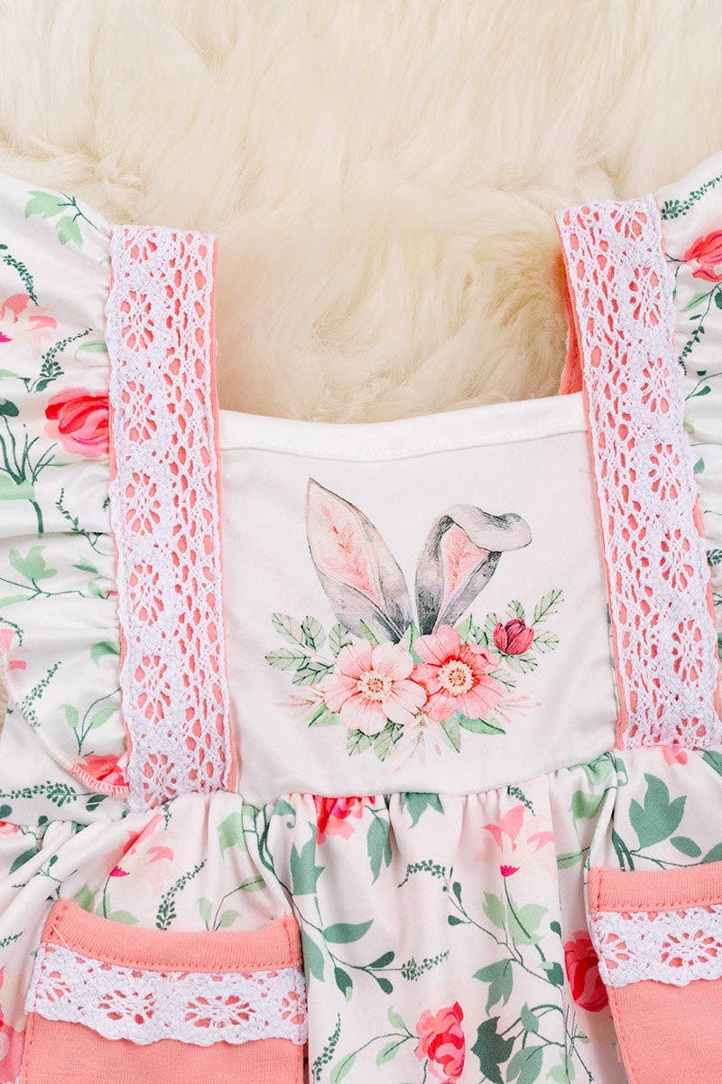 🌸Beautiful Coral flower printed tunic with pockets & bloomer shorts with snaps. RPG20134007 SOL: 12-18M