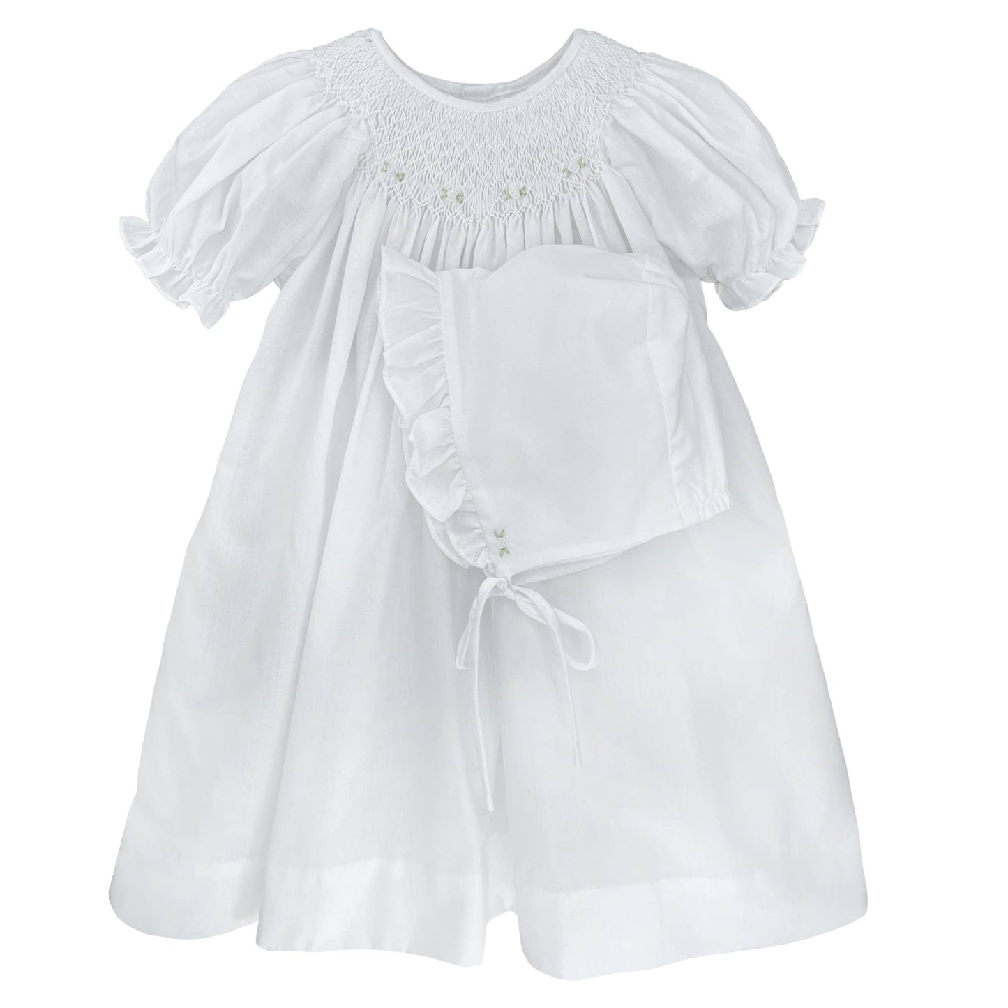 Smocked Daygown with Raglan Embroidery: White / 9 Month