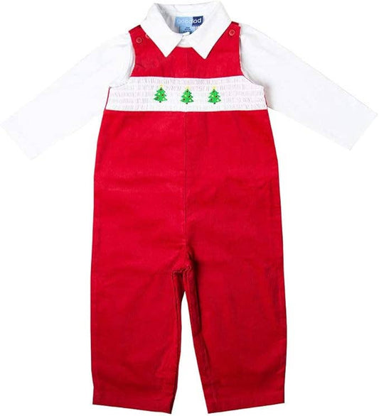 Good Lad Newborn/Infant Boy Red Corduroy Smocked Overall Set: 18 Months