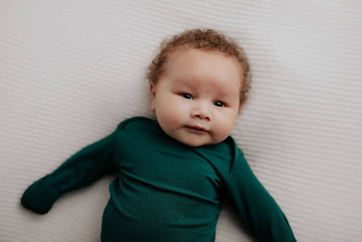 Forest Green Ribbed Knotted Newborn Baby Gown Sleepwear: Gown & Hat