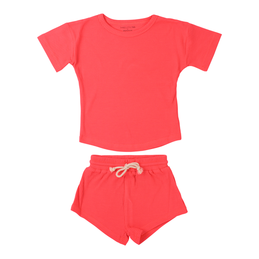 Neon Coral Waffle Set
