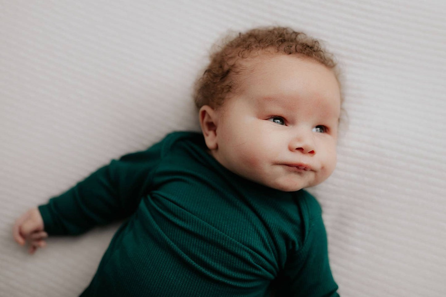 Forest Green Ribbed Knotted Newborn Baby Gown Sleepwear: Gown & Bow