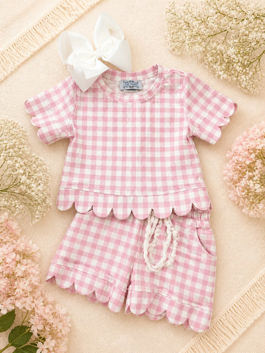 Gingham Scalloped Lounge Set