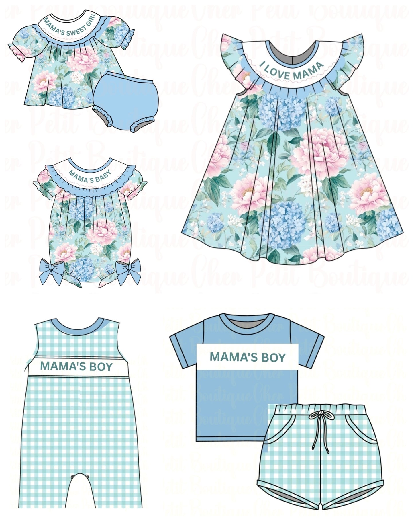 Customizable Sweet Vintage Floral Sibling Match (can say anything uo to 15 characters) - Machine Smocked- Pre-order