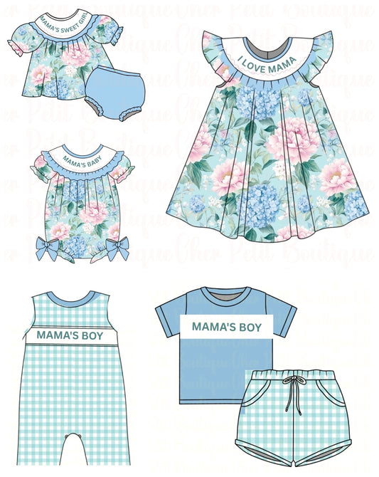 Customizable Sweet Vintage Floral Sibling Match (can say anything uo to 15 characters) - Machine Smocked- Pre-order