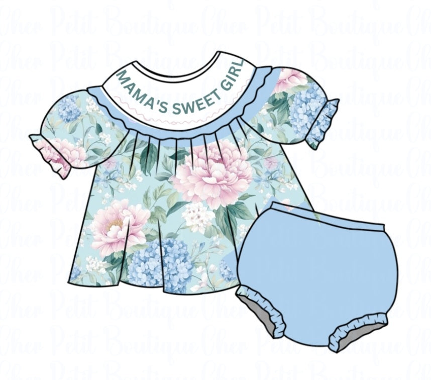 Customizable Sweet Vintage Floral Sibling Match (can say anything uo to 15 characters) - Machine Smocked- Pre-order