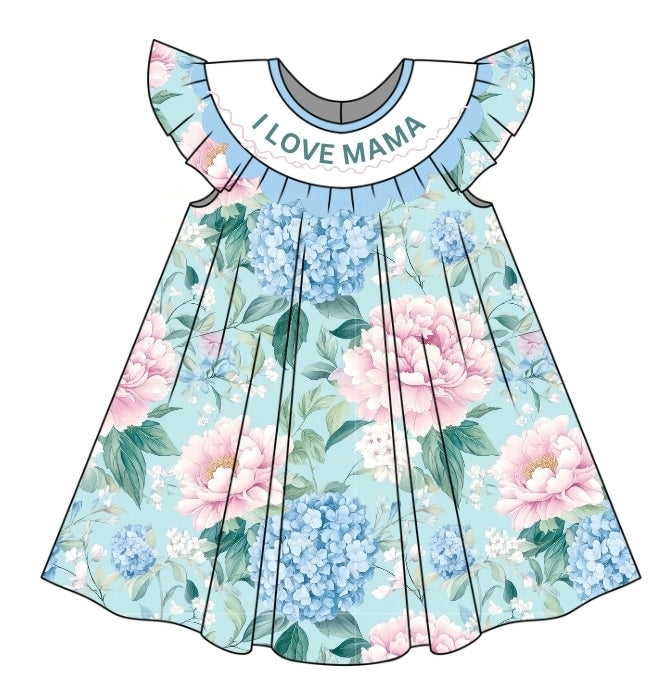 Customizable Sweet Vintage Floral Sibling Match (can say anything uo to 15 characters) - Machine Smocked- Pre-order
