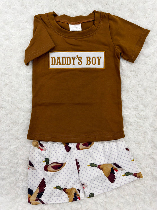 Daddy's Boy Embroided Mallard Duck Set
