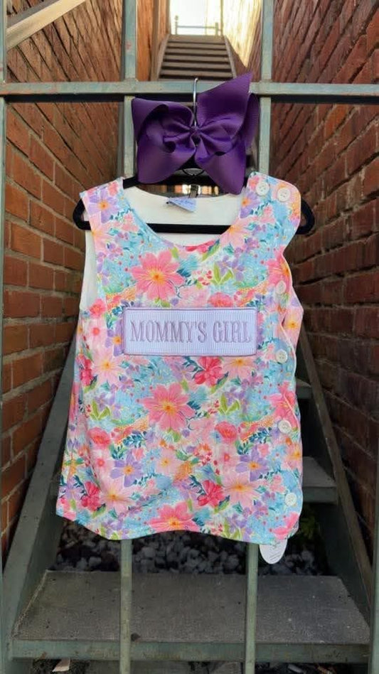 Mommy's Girl Floral Smocked Bummies Set