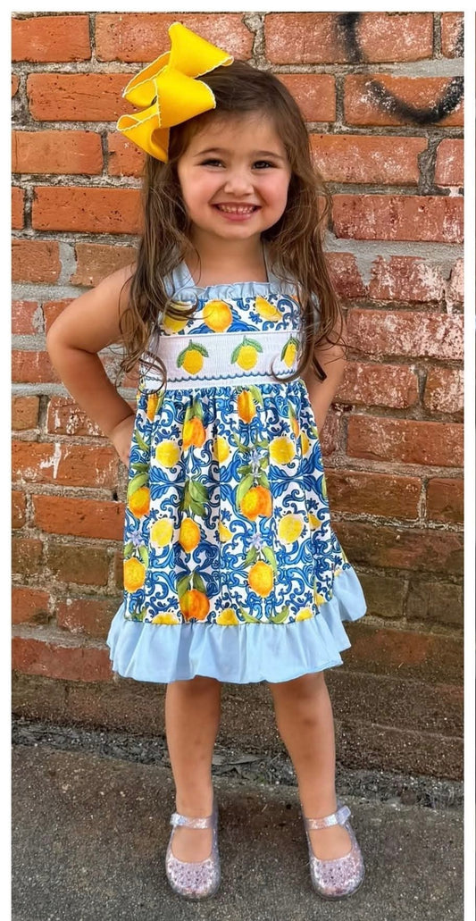 Beautiful Motif Lemon Smocked Dress