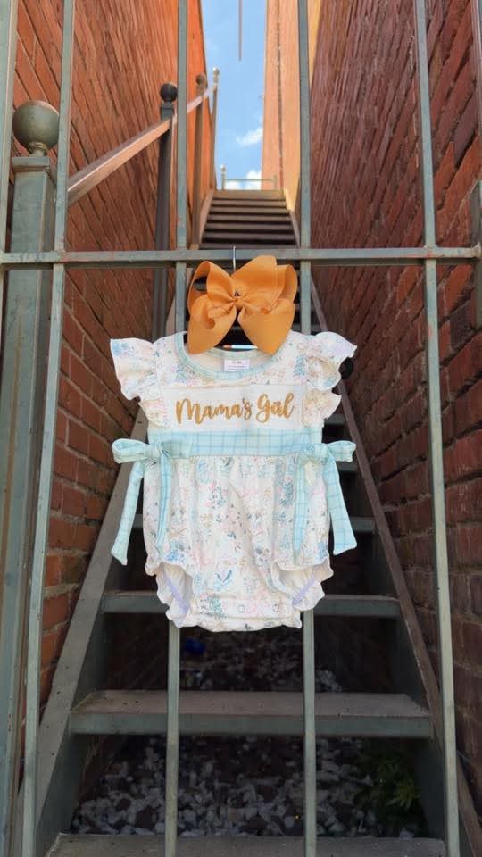 Floral "Mama's Girl" Bubble- Machine Smocked