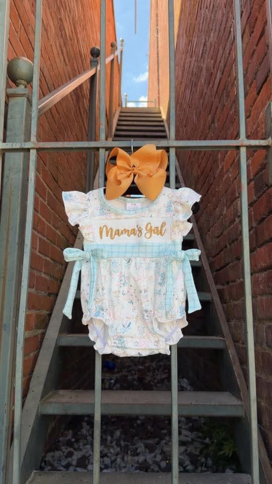 Floral "Mama's Girl" Bubble- Machine Smocked